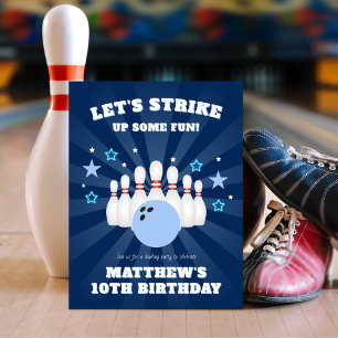 Postal De Invitación Paro de niño en una fiesta de cumpleaños de bolos 