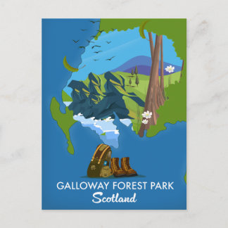 Postal De Invitación parque forestal Galloway Escocia mapa