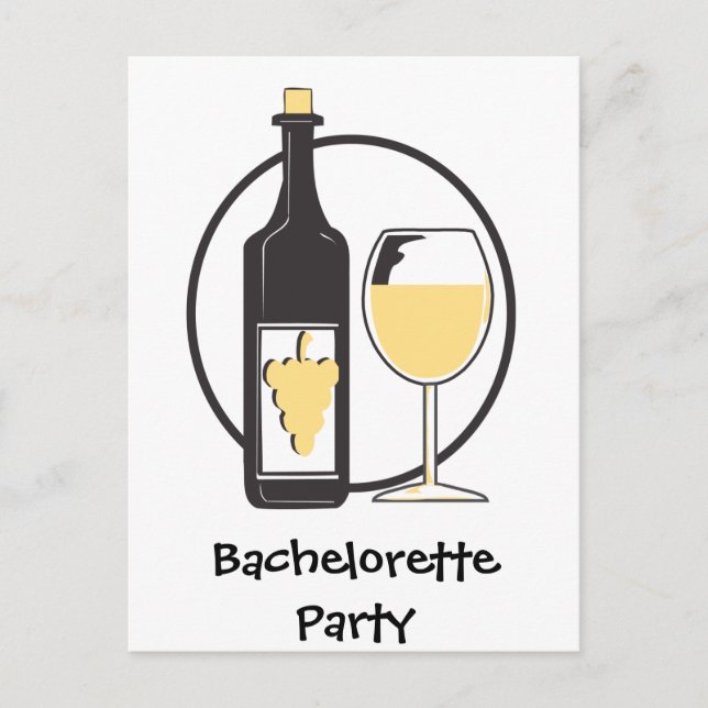 Postal De Invitación Partido Bachelorette de Vino Blanco (Anverso)