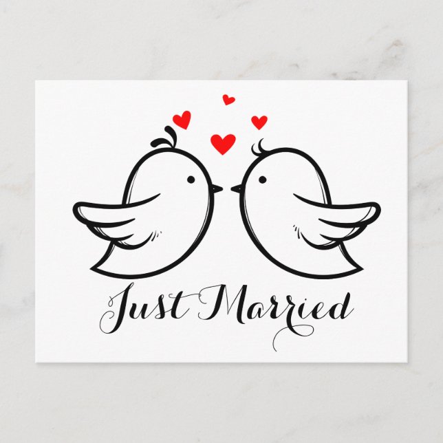 Postal De Invitación Partido De Boda Red Y Negra Acaban De Casarse Con  (Anverso)