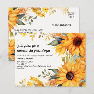 Postal De Invitación Partido de compromiso de girasol ruso