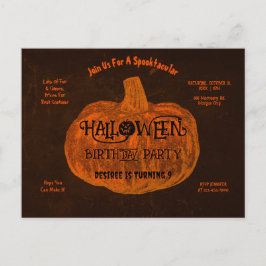 Postal De Invitación Partido de cumpleaños de la Calabaza Naranja de Ha