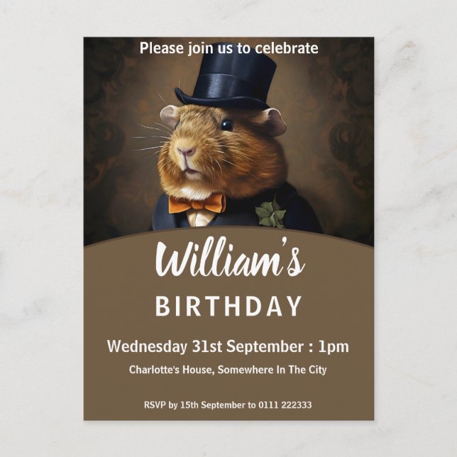 Postal De Invitación Partido de cumpleaños del Caballero de los Cerdos  (Anverso)