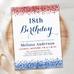 Postal De Invitación Partido de Cumpleaños del Purpurina Patriótico Roj<br><div class="desc">Celebra con estilo nuestras invitaciones patrióticas para fiestas de cumpleaños! Este establecimiento moderno y elegante presenta una decoración en tonos rojos, blancos y azules de moda con toques purpurinas que le confieren un toque de glamour. El tema de la bandera estadounidense y los motivos militares añaden un toque de patriotismo,...</div>