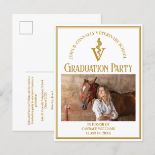 Postal De Invitación Partido de Graduación de Foto de Escuela Veterinar