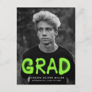 Postal De Invitación Partido de Graduación de Foto de Paint Green Spray