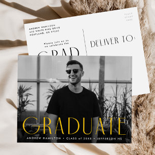 Postal De Invitación Partido de Graduación de Fotografía Amarilla de Si