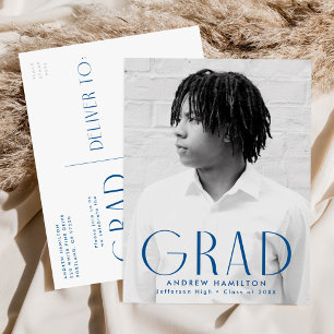 Postal De Invitación Partido de Graduación de Fotografía Azul de Simpli