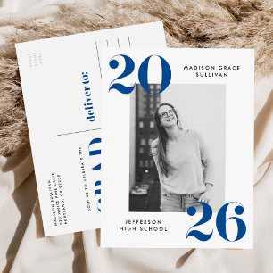 Postal De Invitación Partido de Graduación de Fotografía con Letras Azu