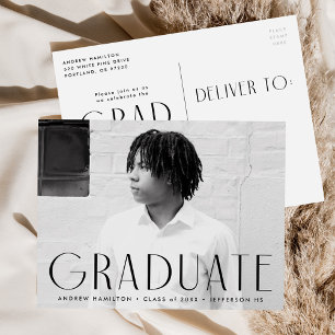 Postal De Invitación Partido de graduación de fotografía negra de simpl