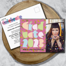 Postal De Invitación Partido de Graduación de Fotografía Pastel y Confe