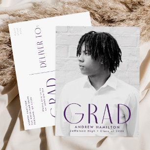 Postal De Invitación Partido de Graduación de Fotografía Púrpura de Sim