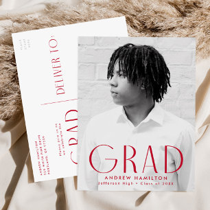 Postal De Invitación Partido de Graduación de Fotografía Roja de Simpli