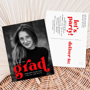 Postal De Invitación Partido de Graduación de Fotografía Roja en Audaci