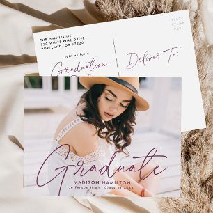 Postal De Invitación Partido de Graduación de Fotografías Moradas Moder