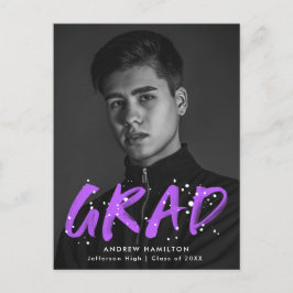 Postal De Invitación Partido de Graduación de Fotografías Púrpura