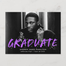 Postal De Invitación Partido de Graduación de Fotografías Púrpura