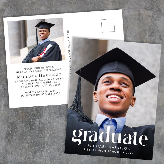 Postal De Invitación Partido de graduación de fotos de moda (Subido por el creador)