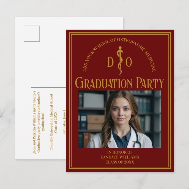Postal De Invitación Partido de Graduación de la Escuela Médica Osteopá (Anverso / Reverso)