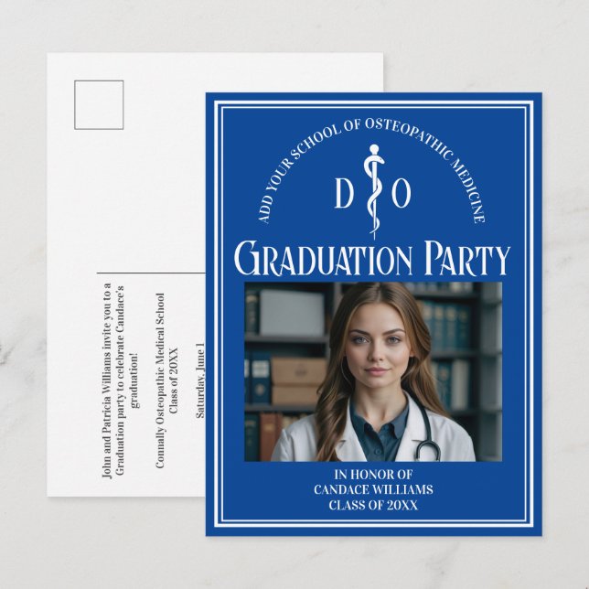 Postal De Invitación Partido de Graduación de la Escuela Médica Osteopá (Anverso / Reverso)