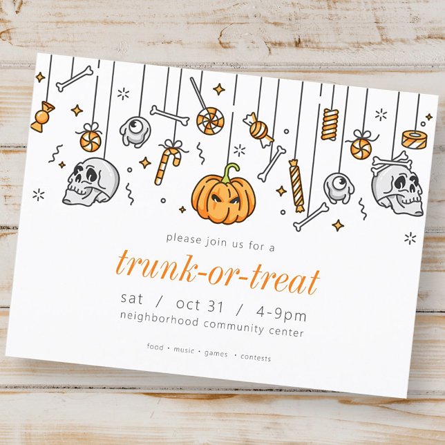 Postal De Invitación Partido Halloween de Moda moderna para malear o tr (Subido por el creador)