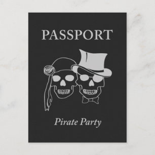 Postal De Invitación pasaporte a una fiesta pirata