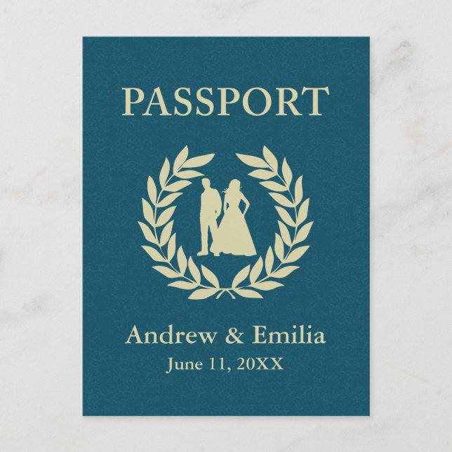 Postal De Invitación pasaporte boda (Anverso)