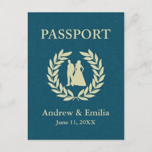 Postal De Invitación pasaporte de boda