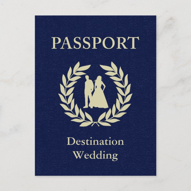 Postal De Invitación pasaporte de boda de destino (Anverso)