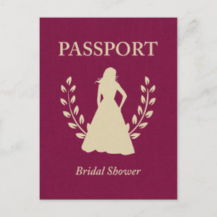 Postal De Invitación Pasaporte de ducha de novia