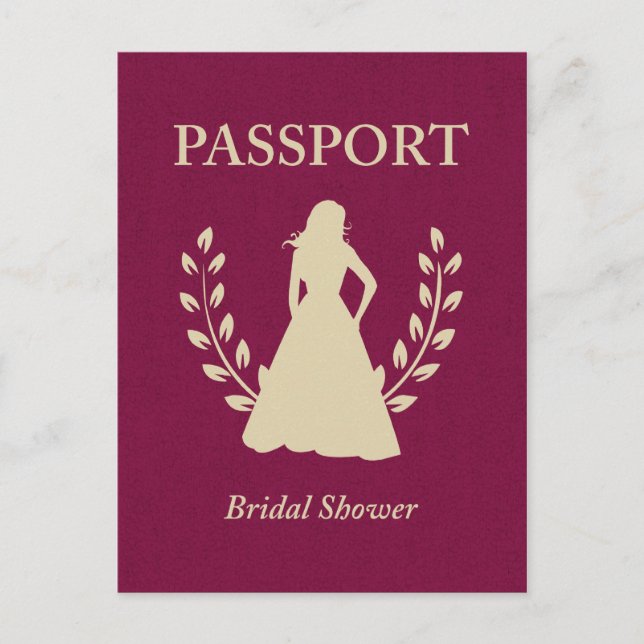 Postal De Invitación Pasaporte de ducha de novia (Anverso)