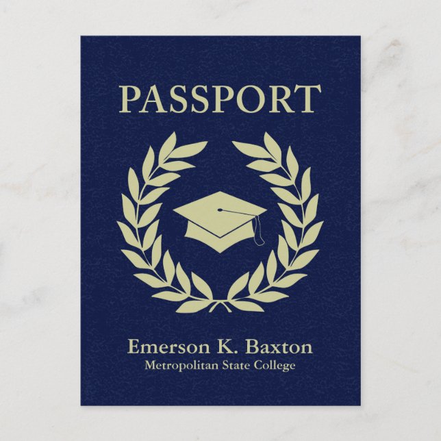Postal De Invitación pasaporte de graduación (Anverso)
