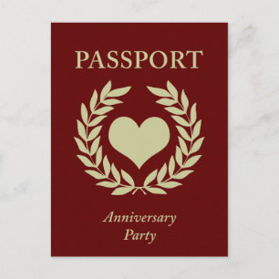 Postal De Invitación pasaporte de la fiesta de aniversario