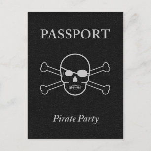 Postal De Invitación pasaporte de la fiesta pirata