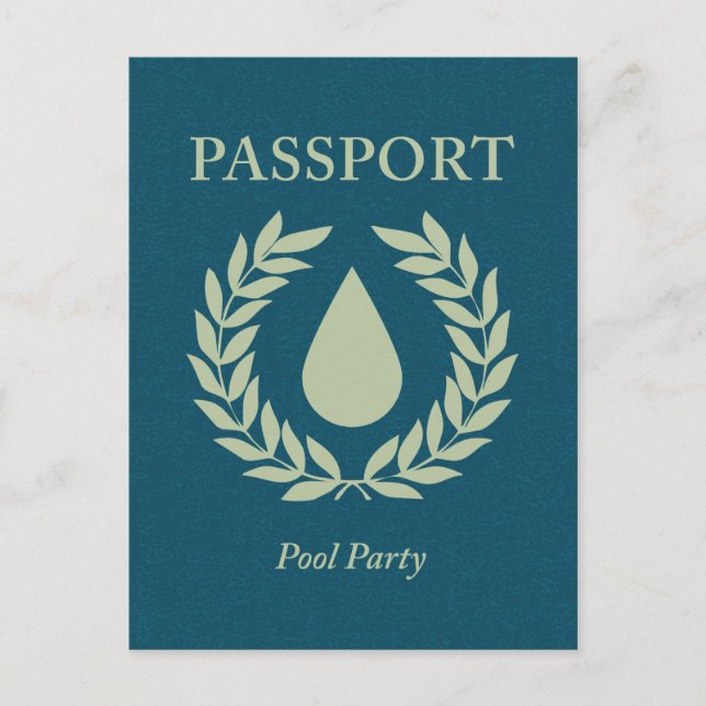 Postal De Invitación pasaporte fiesta de pool (Anverso)