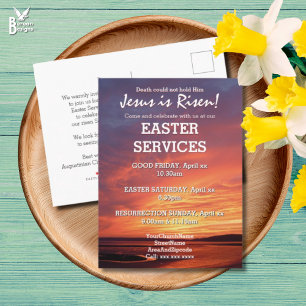Postal De Invitación PASCUA Jesús ha Resucitado SERVICIOS DE LA IGLESIA