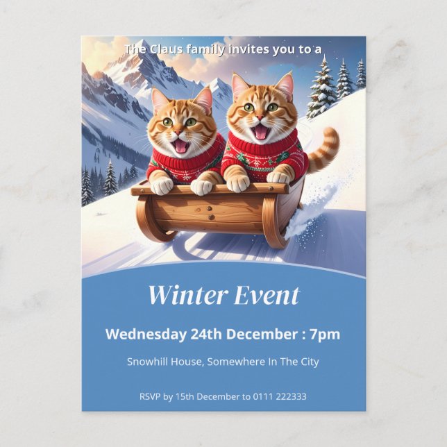 Postal De Invitación Paseo en gatos (Anverso)