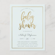 Pastel Blue & Gold Typography Boy Baby Shower