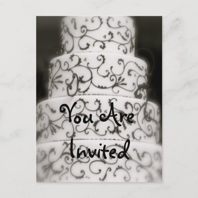 Postal De Invitación Pastel de Boda Elegante (Anverso)