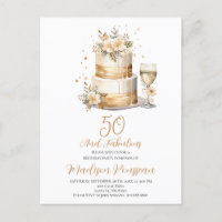Pastel de oro Rosa Champagne 50 cumpleaños