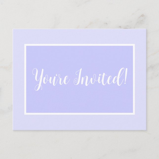 Postal De Invitación Pastel Periwinkle Purple (Anverso)