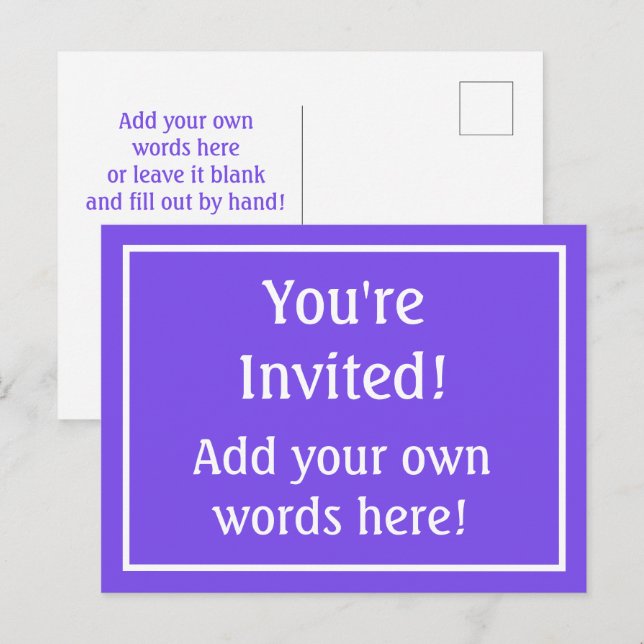 Postal De Invitación Pastel Periwinkle Purple (Anverso / Reverso)