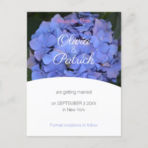 Postal De Invitación Pastel Purple Hydrangea Wedding Guardar la fecha