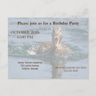 Postal De Invitación Pato con el pico abierto