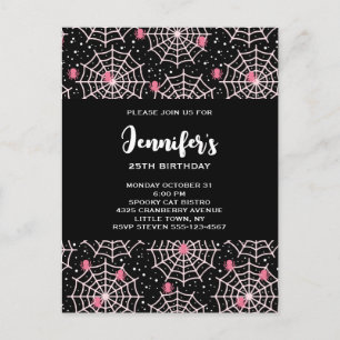 Postal De Invitación Patrón Cobwebs y Spiders de Halloween