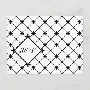 Postal De Invitación Patrón cruzado RSVP de cruces blancas negras posta