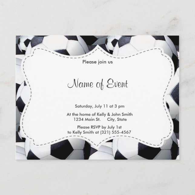 Postal De Invitación Patrón de bolas de fútbol (Anverso)