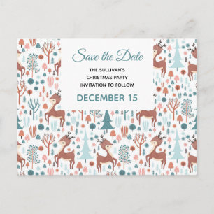 Postal De Invitación Patrón de bosque caprichoso de ciervo lindo Guarda