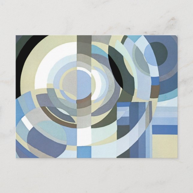 Postal De Invitación Patrón de Círculos Azules Vintage de jazz retro Ar (Anverso)