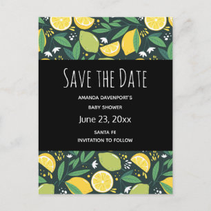 Postal De Invitación Patrón de limón amarillo y fruta de limón amarillo